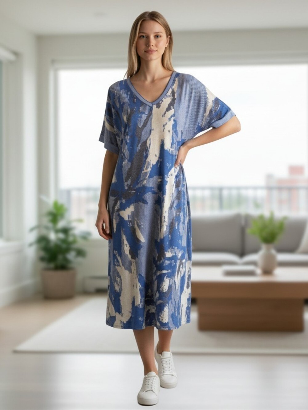 Ming Wang Short Sleeved Vneck Dress Medium